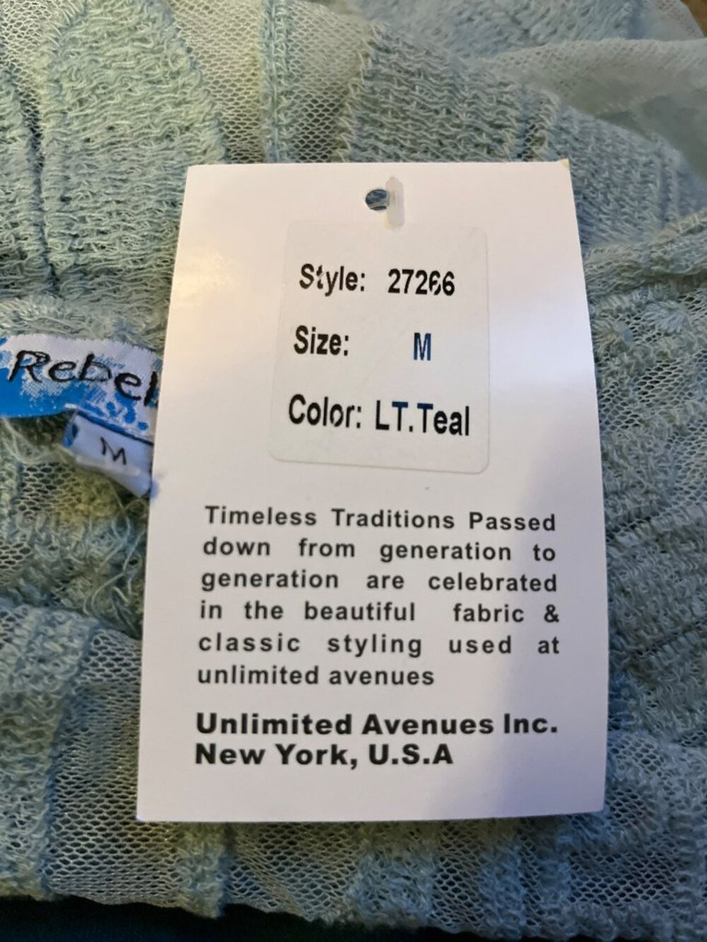 Rebellion Again Lace Duster Cardigan Womens Medium Light Teal New - Picture 7 of 11
